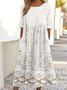 Femmes Motif dégradé Blanc Col Rond Confortable Robe Maxi Rétro