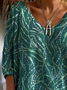 T-shirts Femmes Décontracté Floral Printemps / Automne Col V Aucune élasticité Régulier Droit Régulier T.-N.-L.