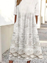 Femmes Motif dégradé Blanc Col Rond Confortable Robe Maxi Rétro