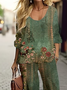Deux Pièces Ensembles Femmes Décontracté Floral Printemps / Automne Polyester Imprimé Quotidien Top Avec Pantalons Droit T.-N.-L.