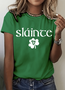 T-shirts Femmes Décontracté Été Lettres de texte Micro-élasticité Vacances Coupe Régulière Manches Courtes Régulier Régulier
