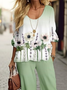Deux Pièces Ensembles Femmes Décontracté Floral Printemps / Automne Naturel Quotidien Ample Top Avec Pantalons Droit T.-N.-L.