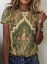 T-shirts Femmes Décontracté Floral Été Coton Micro-élasticité Quotidien Sans Manches Col Rond Trapèze
