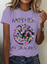 T-shirts Décontracté Été Lettres de texte Coton Micro-élasticité Quotidien Ample Manches Courtes Droit pour Femmes