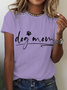 T-shirts Femmes Décontracté Été Lettres de texte Coton Micro-élasticité Ample Manches Courtes Col Rond Régulier
