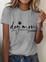 T-shirts Femmes Décontracté Été Lettres de texte Coton Micro-élasticité Ample Manches Courtes Col Rond Régulier