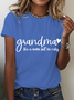 T-shirts Décontracté Été Lettres de texte Micro-élasticité Ample Manches Courtes Col Rond Régulier Droit pour Femmes