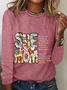 Blouses Décontracté Printemps / Automne Lettres de texte Quotidien Manches Longues en Mélangé de Coton Régulier Régulier Élasticité moyenne pour Femmes
