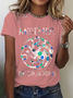 T-shirts Décontracté Été Lettres de texte Coton Micro-élasticité Quotidien Ample Manches Courtes Droit pour Femmes