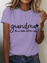 T-shirts Décontracté Été Lettres de texte Micro-élasticité Ample Manches Courtes Col Rond Régulier Droit pour Femmes