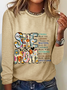 Blouses Décontracté Printemps / Automne Lettres de texte Quotidien Manches Longues en Mélangé de Coton Régulier Régulier Élasticité moyenne pour Femmes