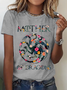 T-shirts Décontracté Été Lettres de texte Coton Micro-élasticité Quotidien Ample Manches Courtes Droit pour Femmes