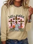 Blouses Décontracté Printemps / Automne Lettres de texte Ample Col Rond en Mélangé de Coton Régulier Régulier Élasticité moyenne pour Femmes