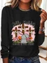 Blouses Décontracté Printemps / Automne Lettres de texte Ample Col Rond en Mélangé de Coton Régulier Régulier Élasticité moyenne pour Femmes
