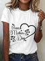 T-shirts Femmes Décontracté Été Lettres de texte Coton Micro-élasticité Quotidien Ample Manches Courtes Régulier