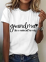 T-shirts Décontracté Été Lettres de texte Micro-élasticité Ample Manches Courtes Col Rond Régulier Droit pour Femmes