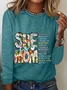 Blouses Décontracté Printemps / Automne Lettres de texte Quotidien Manches Longues en Mélangé de Coton Régulier Régulier Élasticité moyenne pour Femmes