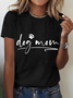 T-shirts Femmes Décontracté Été Lettres de texte Coton Micro-élasticité Ample Manches Courtes Col Rond Régulier