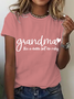 T-shirts Décontracté Été Lettres de texte Micro-élasticité Ample Manches Courtes Col Rond Régulier Droit pour Femmes