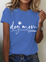 T-shirts Femmes Décontracté Été Lettres de texte Coton Micro-élasticité Ample Manches Courtes Col Rond Régulier