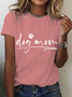 T-shirts Femmes Décontracté Été Lettres de texte Coton Micro-élasticité Ample Manches Courtes Col Rond Régulier