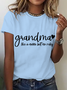 T-shirts Décontracté Été Lettres de texte Micro-élasticité Ample Manches Courtes Col Rond Régulier Droit pour Femmes