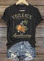 T-shirts Décontracté Été Lettres de texte Micro-élasticité Quotidien Coupe Régulière Mancheron Col Rond Régulier pour Femmes