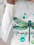 T-shirts Décontracté Printemps / Automne Lettres de texte Imprimé Micro-élasticité Ample Col Rond Droit Régulier pour Femmes