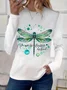 T-shirts Décontracté Printemps / Automne Lettres de texte Imprimé Micro-élasticité Ample Col Rond Droit Régulier pour Femmes