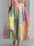 Femmes Floral Comme Image Col Rond Confortable Robe Maxi Décontracté