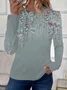 T-shirts Femmes Décontracté Floral Printemps / Automne Micro-élasticité Quotidien Ample Jersey Manches Longues Col Rond