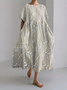 Femmes Floral Motif Blanc Col Rond Confortable Robe Maxi Décontracté
