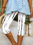 Pantalons Décontracté Été Abstrait Rayé Imprimé Viscose Naturel Taille Élastique Corsaire Legging pour Femmes