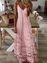 Femmes Motif dégradé Bleu Col V Confortable Robe Maxi Rétro