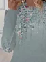 T-shirts Femmes Décontracté Floral Printemps / Automne Micro-élasticité Quotidien Ample Jersey Manches Longues Col Rond