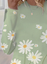 T-shirts Décontracté Floral Printemps / Automne Imprimé Micro-élasticité Ample Jersey Col Rond Régulier pour Femmes
