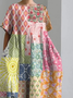 Femmes Floral Comme Image Col Rond Confortable Robe Maxi Décontracté