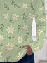 T-shirts Décontracté Floral Printemps / Automne Micro-élasticité Jersey Manches Longues Régulier Droit Régulier pour Femmes