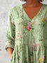 Blouses Décontracté Floral Été Polyester Col V Imprimé Demi Manche Droit Régulier pour Femmes