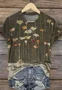 T-shirts Femmes Décontracté Floral Été Coton Micro-élasticité Quotidien Coupe Régulière Col Rond Trapèze