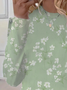 T-shirts Femmes Décontracté Floral Printemps / Automne Micro-élasticité Quotidien Jersey Col Rond Régulier Droit