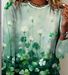 T-shirts Décontracté Printemps / Automne trèfle à quatre feuilles Micro-élasticité Quotidien Jersey Manches Longues Régulier Droit pour Femmes