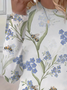 T-shirts Décontracté Floral Printemps / Automne Micro-élasticité Quotidien Col Rond Régulier Droit Régulier pour Femmes
