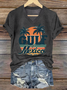 T-shirts Décontracté Été Lettres de texte Col V Micro-élasticité Manches Courtes Régulier Trapèze Régulier pour Femmes