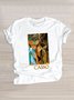 T-shirts Décontracté Floral Été Polyester Micro-élasticité Quotidien Coupe Régulière Manches Courtes Col Rond pour Femmes