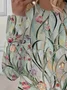 T-shirts Décontracté Floral Printemps / Automne Imprimé Micro-élasticité Quotidien Jersey Manches Longues Régulier pour Femmes
