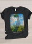 T-shirts Décontracté La peinture Été Polyester Micro-élasticité Coupe Régulière Col Rond Trapèze Régulier pour Femmes