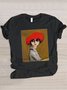 T-shirts Décontracté La peinture Été Micro-élasticité Quotidien Manches Courtes Régulier Trapèze Régulier pour Femmes