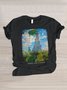 T-shirts Décontracté La peinture Été Polyester Micro-élasticité Coupe Régulière Col Rond Trapèze Régulier pour Femmes