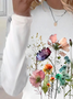 T-shirts Femmes Décontracté Floral Printemps / Automne Imprimé Micro-élasticité Quotidien Jersey Manches Longues Régulier